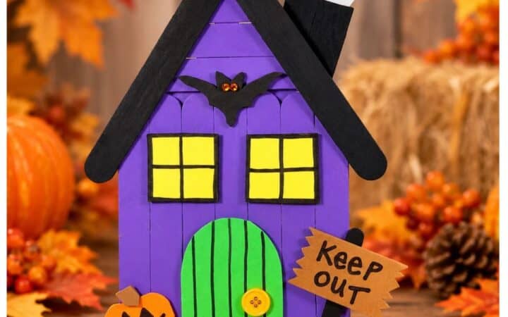 How to Make a Craft Stick Haunted House (Easy DIY) with simple Dollar Store supplies